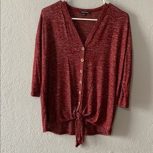 Front tie three-quarter sleeve shirt